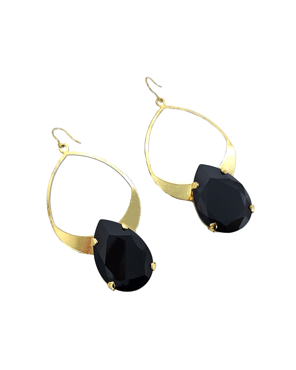 Vogue Orange Teardrop Crystal and Gold Metal Teardrop Earrings, 7cm long - Image 8