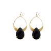 Vogue Black Teardrop Crystal and Gold Metal Teardrop Earrings, 7cm long