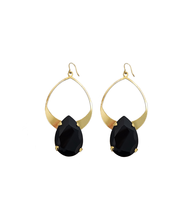 Vogue Orange Teardrop Crystal and Gold Metal Teardrop Earrings, 7cm long - Image 9