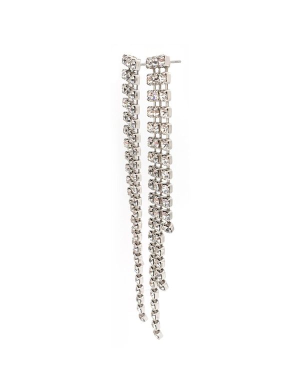Sway My Way Clear Crystal 3 Strand Bridal Earrings, 13cm Long, Rhodium Metal - Image 2