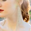 Sway My Way Clear Crystal 3 Strand Bridal Earrings, 13cm Long, Rhodium Metal - Image 3
