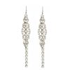 Nightfall Crystal Filigree Clear Long Drop Earrings, silver metal 12cm earrings