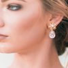 Lace Dreams Clear Crystal Teardrop Bridal Earring, Gold Metal 4cm long - Image 4