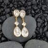 Stealing Kisses Clear Crystal Teardrop Bridal Earring, Gold Metal 5cm long - Image 9