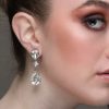 Stealing Kisses Clear Crystal Teardrop Bridal Earring, Rhodium Metal 5cm long