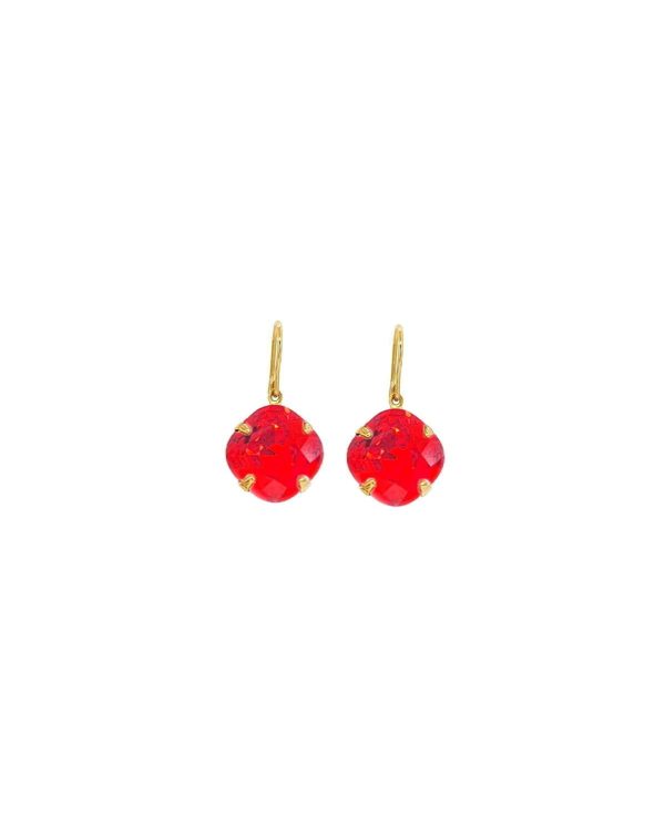 Remi Chilli Red Crystal Earrings Diamond Shape, 2cm Long Rhodium or Gold