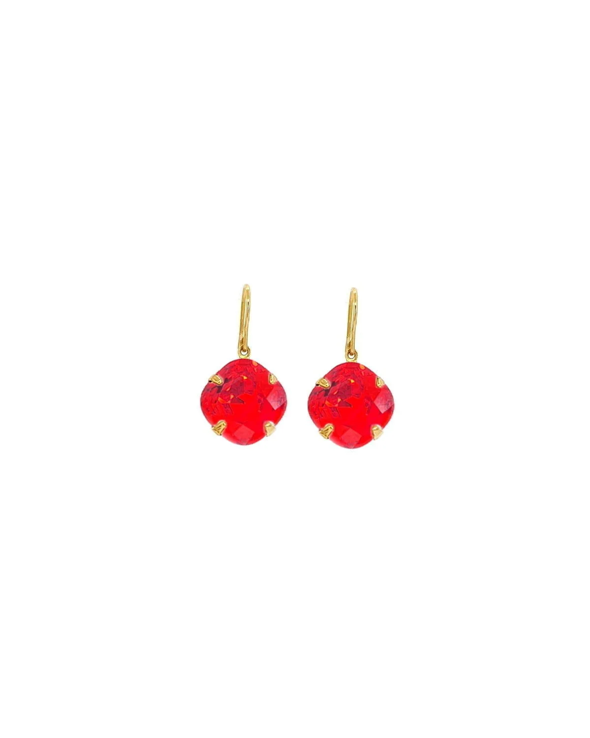 Remi Chilli Red Crystal Earrings Diamond Shape, 2cm Long Rhodium or Gold
