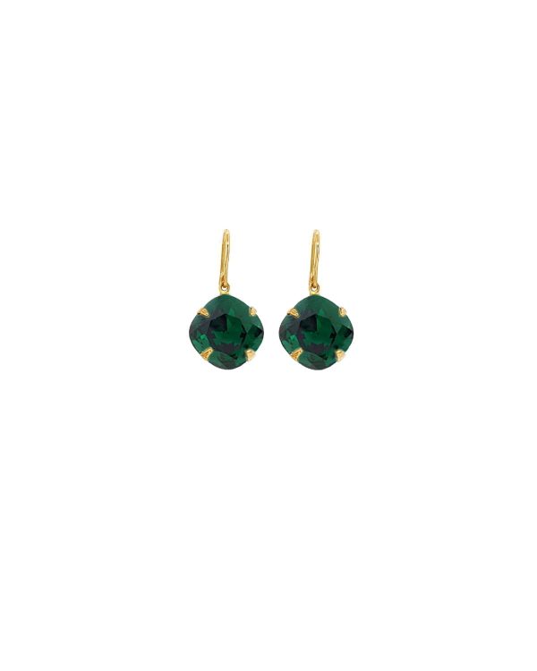 Remi Emerald Green Crystal Earrings Diamond Shape, 2cm Long Rhodium or Gold