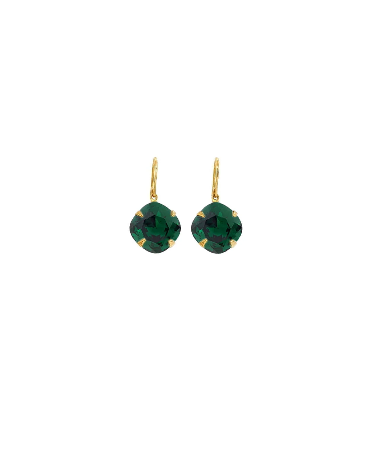 Remi Emerald Green Crystal Earrings Diamond Shape, 2cm Long Rhodium or Gold