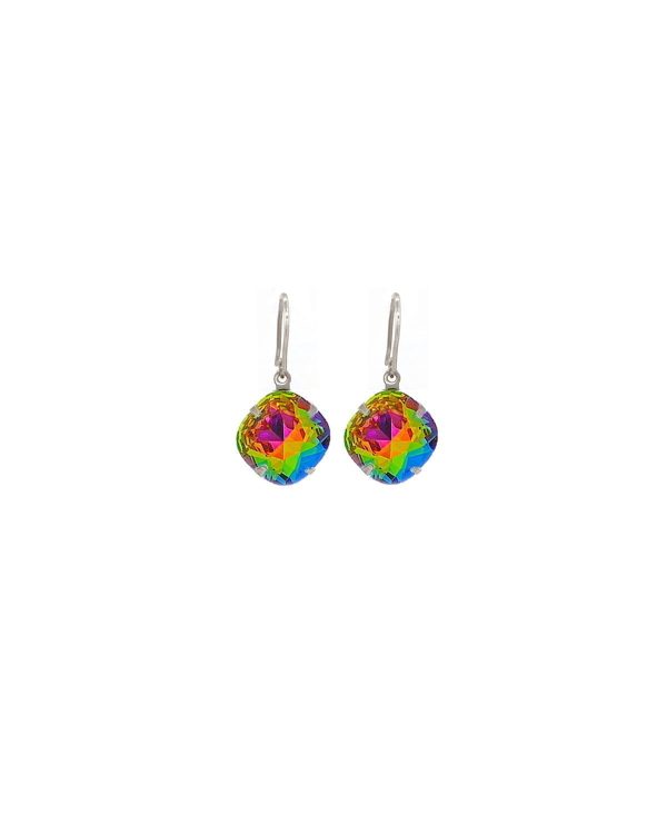 Remi Iris Multi-Coloured Crystal Earrings Diamond Shape, 2cm Long Rhodium or Gold - Image 3