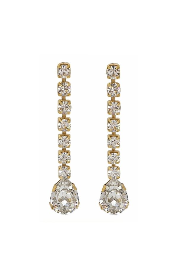 Hold Me Tight Clear Crystal Teardrop Studs, Rhodium Metal 6.5cm long - Image 7