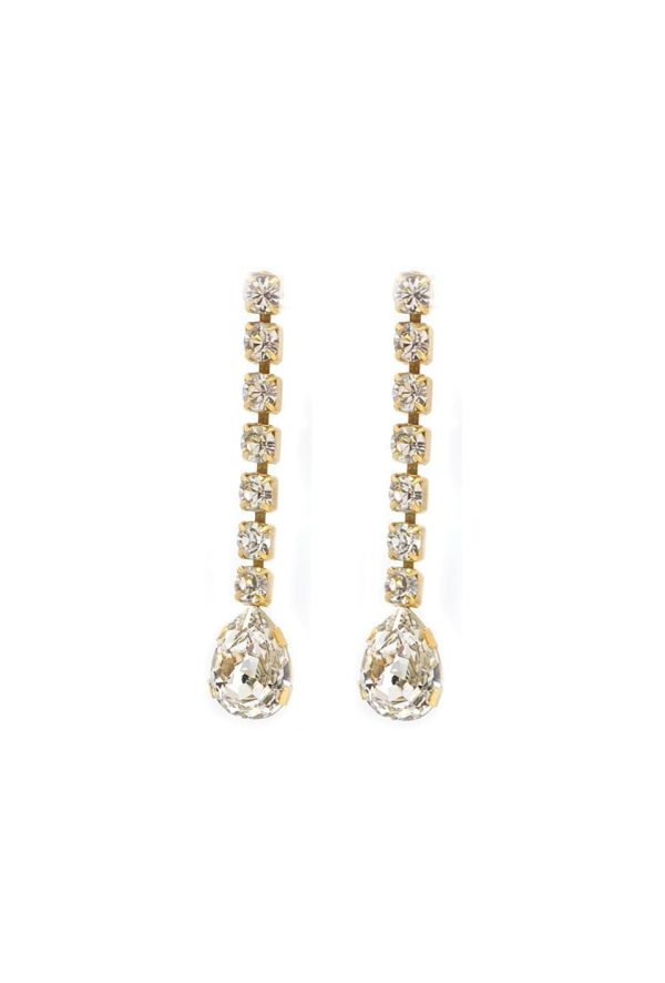 Hold Me Tight Clear Crystal Teardrop Studs, Rhodium Metal 6.5cm long - Image 8