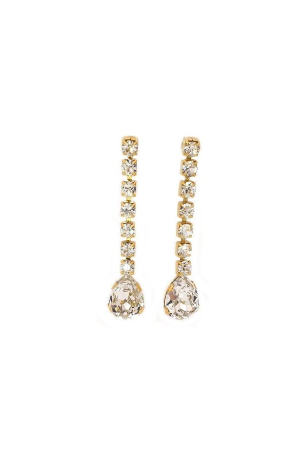 Hold Me Tight Clear Crystal Teardrop Studs, Rhodium Metal 6.5cm long - Image 9