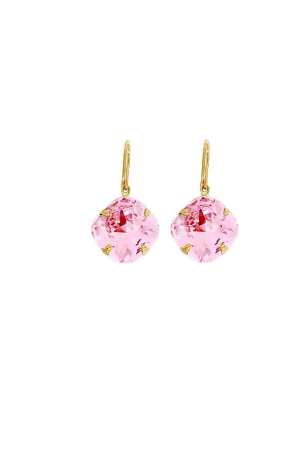 Remi Flamingo Pink Crystal Earrings Diamond Shape, 2cm Long Rhodium or Gold