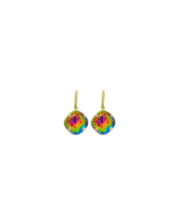 Remi Iris Multi-Coloured Crystal Earrings Diamond Shape, 2cm Long Rhodium or Gold