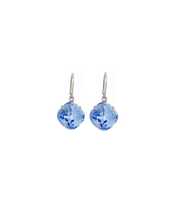 Remi Light Blue Crystal Earrings Diamond Shape, 2cm Long Rhodium or Gold - Image 2