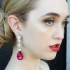 Astor Magenta Pink Chandelier Crystal Earrings, 8cm Long Earrings - Image 9