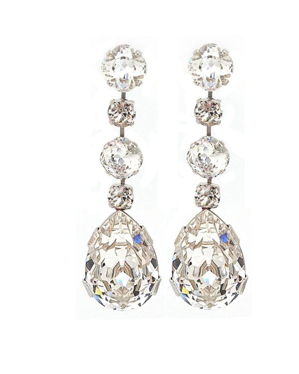 Astor Clear Chandelier Crystal Earrings, 8cm Long Silver Earrings - Image 8