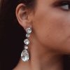 Astor Clear Chandelier Crystal Earrings, 8cm Long Silver Earrings - Image 2