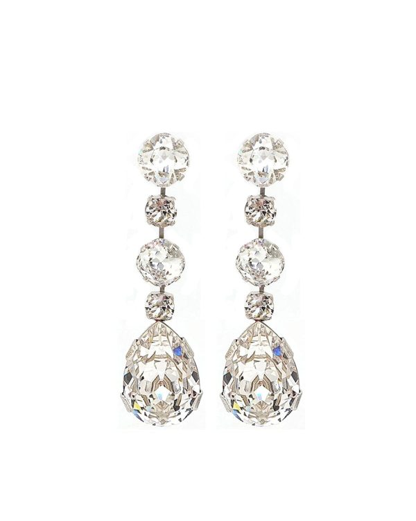 Astor Clear Chandelier Crystal Earrings, 8cm Long Silver Earrings - Image 9