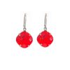 Remi Fire Red Crystal Earrings Diamond Shape, 2cm Long Rhodium Metal - Image 5