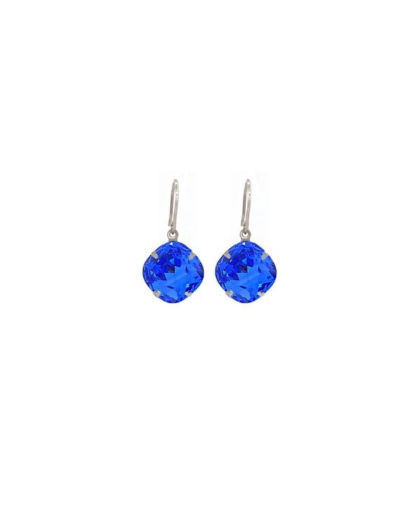 Remi Peacock Blue Crystal Earrings Diamond Shape, 2cm Long Rhodium or Gold - Image 4