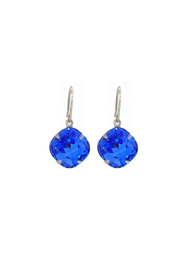 Remi Peacock Blue Crystal Earrings Diamond Shape, 2cm Long Rhodium or Gold - Image 2