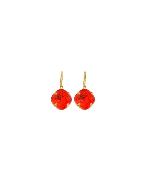 Remi Orange Crystal Earrings Diamond Shape, 2cm Long Rhodium or Gold - Image 2