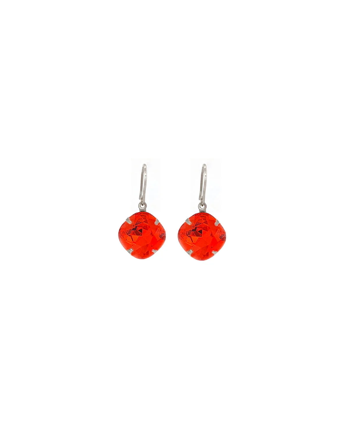 Remi Orange Crystal Earrings Diamond Shape, 2cm Long Rhodium or Gold