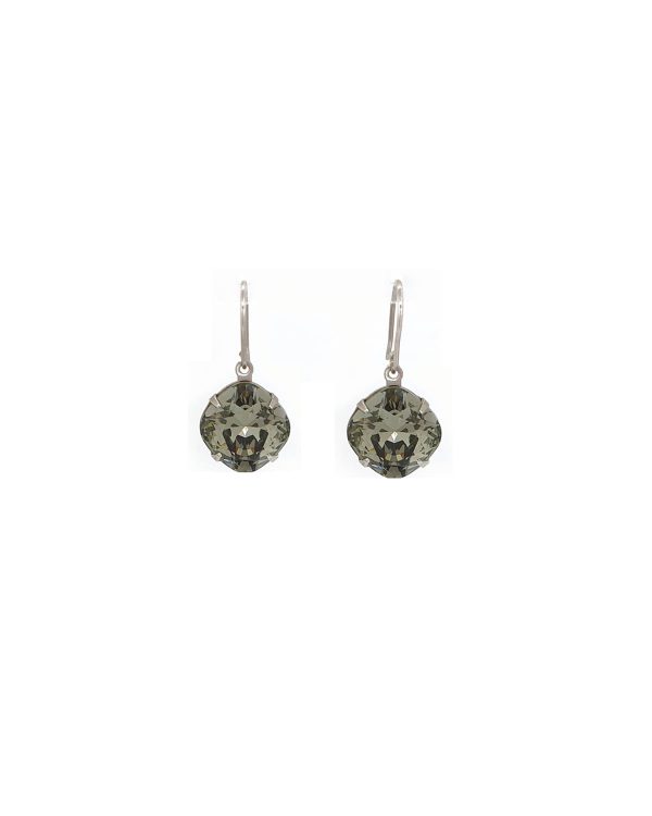Remi Grey Crystal Earrings Diamond Shape, 2cm Long Rhodium or Gold