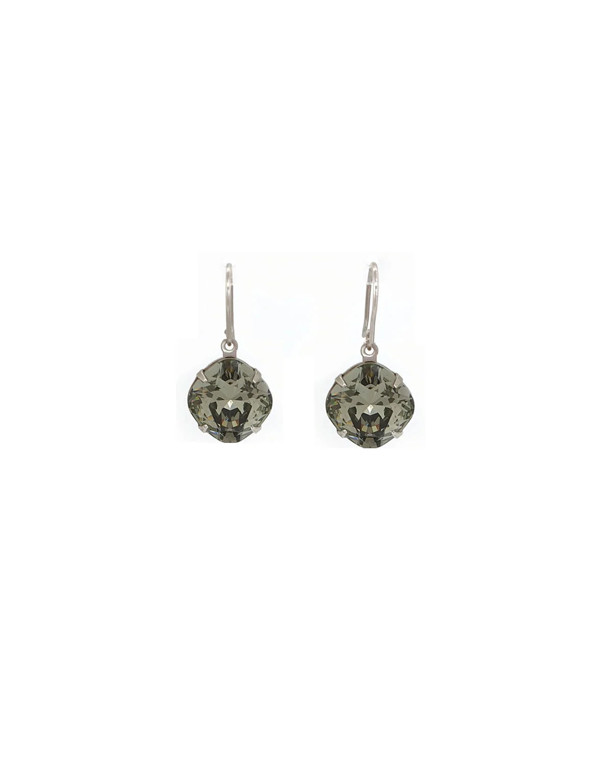 Remi Grey Crystal Earrings Diamond Shape, 2cm Long Rhodium or Gold