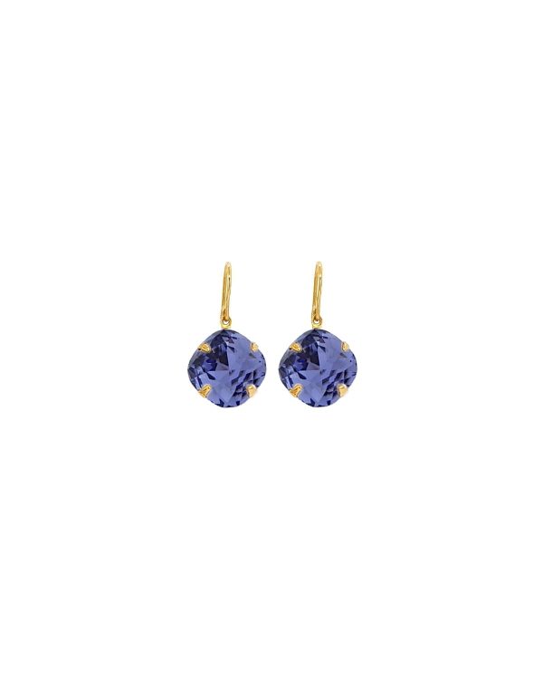 Remi Purple Crystal Earrings Diamond Shape, 2cm Long Rhodium or Gold
