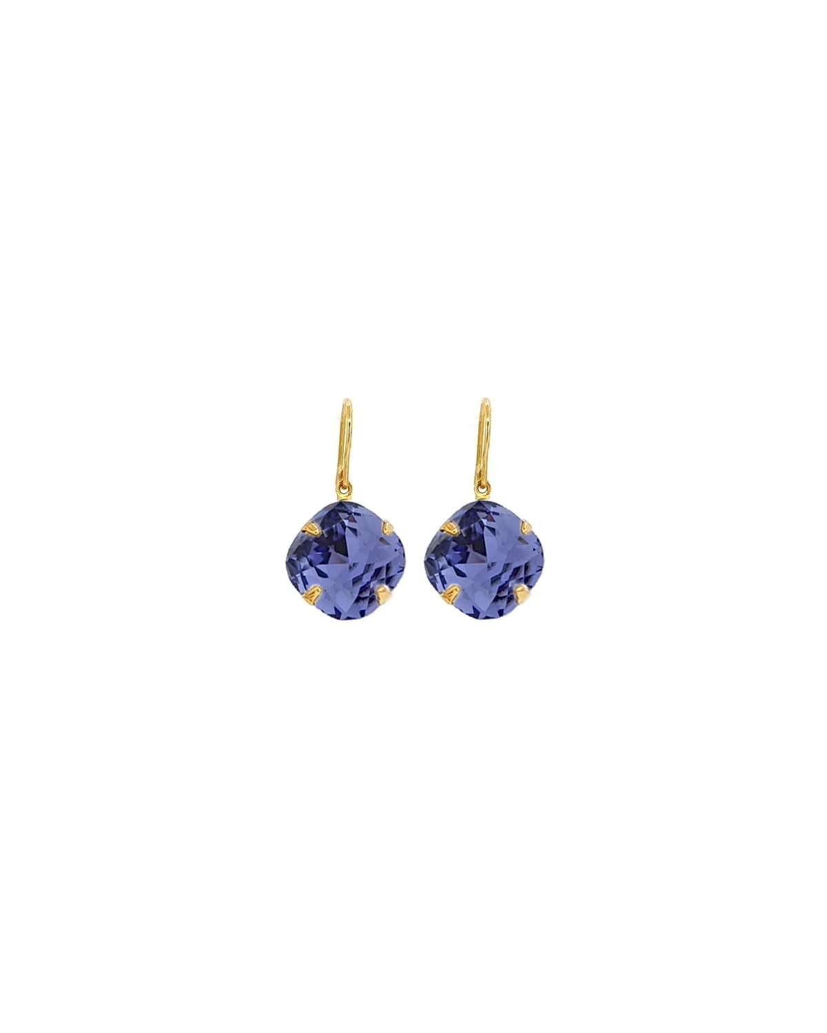Remi Purple Crystal Earrings Diamond Shape, 2cm Long Rhodium or Gold