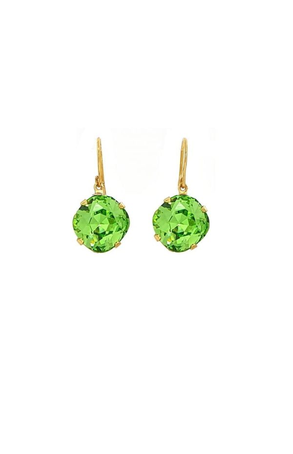 Remi Light Green Crystal Earrings Diamond Shape, 2cm Long Rhodium or Gold