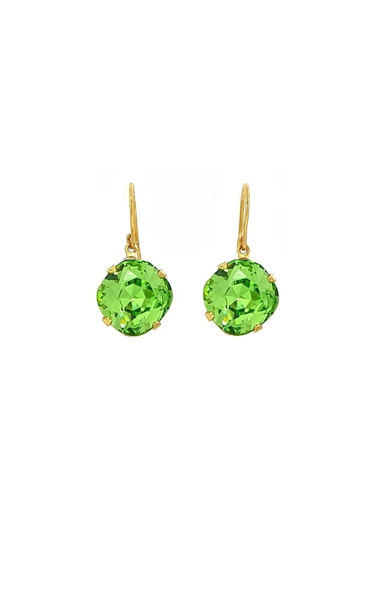 Remi Light Green Crystal Earrings Diamond Shape, 2cm Long Rhodium or Gold