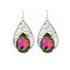 Cleo Iris Multi-Coloured Crystal Teardrop Earrings, Filigree Rhodium Metal 5cm long