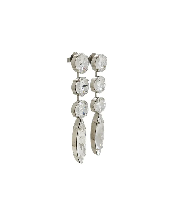 Chelsea Clear Crystal Marquise Chandelier Earrings Rhodium Metal, 8cm Long - Image 3