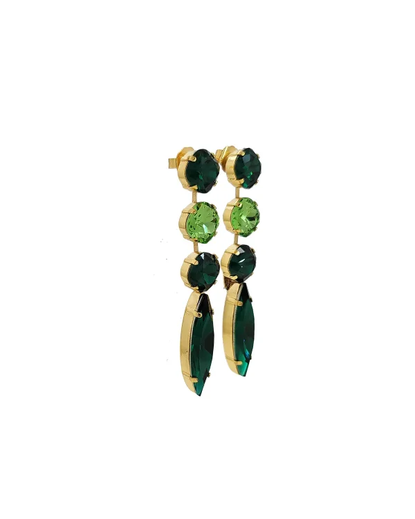 Chelsea Green Crystal Marquise Chandelier Earrings Rhodium Metal, 8cm Long - Image 3