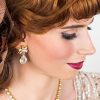 Lace Dreams Clear Crystal Teardrop Bridal Earring, Gold Metal 4cm long - Image 2