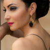 Cleo Sable Black Crystal Teardrop Earrings, Gold Metal 5cm Earrings - Image 2