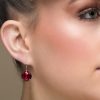 Remi Fire Red Crystal Earrings Diamond Shape, 2cm Long Rhodium Metal - Image 2