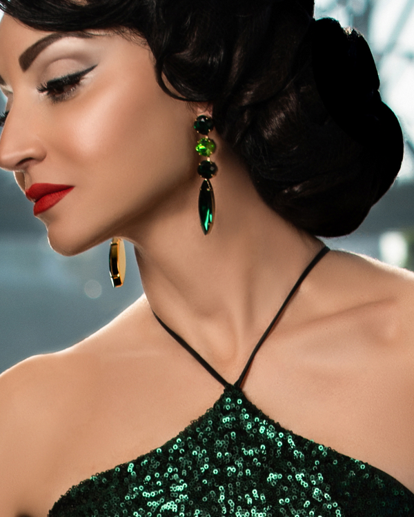 Cleo Sable Black Crystal Teardrop Earrings, Gold Metal 5cm Earrings - Image 29