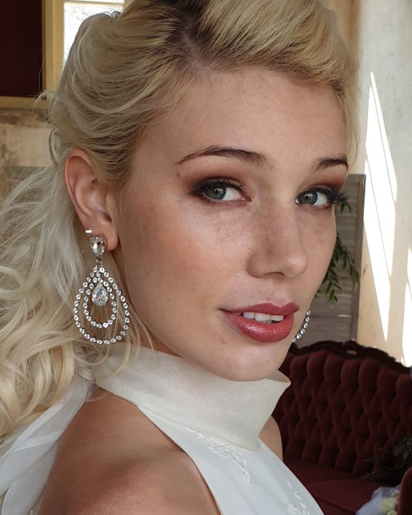 Stealing Kisses Crystal Large Teardrop Earrings - Image 2