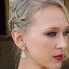 Stealing Kisses Clear Crystal Teardrop Bridal Studs, Rhodium Metal 3.5cm long - Image 4