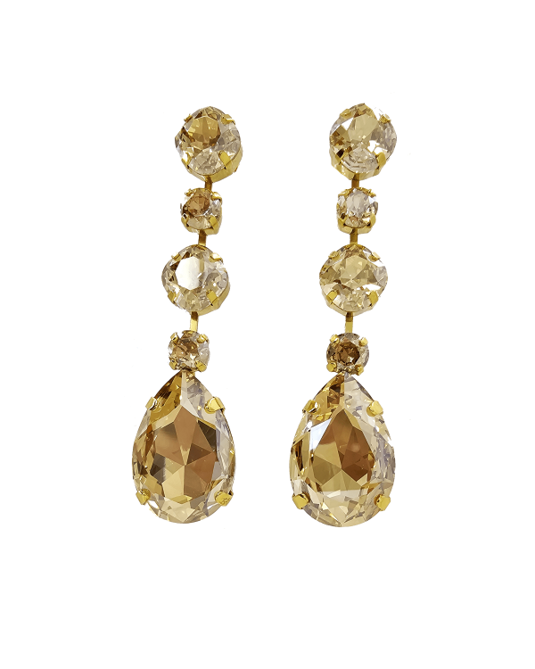 Astor Sahara Gold Chandelier Crystal Earrings, 8cm Long Earrings