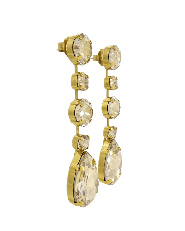 Astor Sahara Gold Chandelier Crystal Earrings, 8cm Long Earrings - Image 3