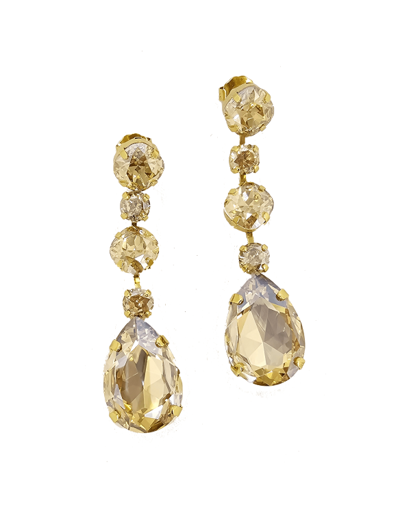 Astor Sahara Gold Chandelier Crystal Earrings, 8cm Long Earrings - Image 9