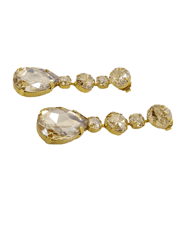 Astor Sahara Gold Chandelier Crystal Earrings, 8cm Long Earrings - Image 4