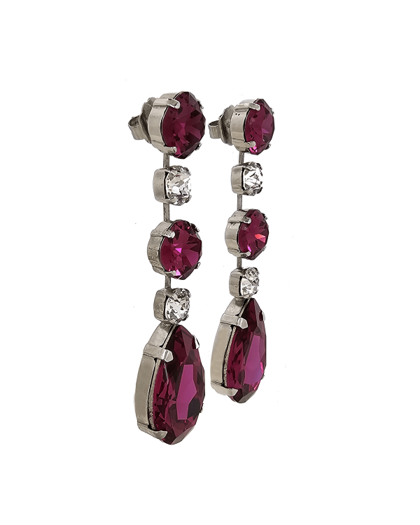 Astor Magenta Pink Chandelier Crystal Earrings, 8cm Long Earrings - Image 3