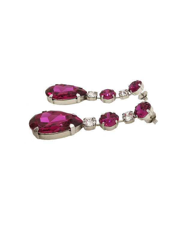 Astor Magenta Pink Chandelier Crystal Earrings, 8cm Long Earrings - Image 6